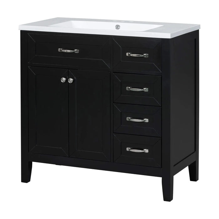 36' Bathroom Vanity with Sink Combo, Black Bathroom Cabinet with Drawers, Solid Frame and MDF Board (Old Sku:JL000007AAB) Default -DTYStore