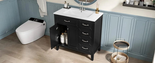 36' Bathroom Vanity with Sink Combo, Black Bathroom Cabinet with Drawers, Solid Frame and MDF Board (Old Sku:JL000007AAB) Default -DTYStore