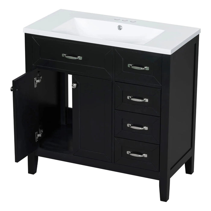 36' Bathroom Vanity with Sink Combo, Black Bathroom Cabinet with Drawers, Solid Frame and MDF Board (Old Sku:JL000007AAB) Default -DTYStore