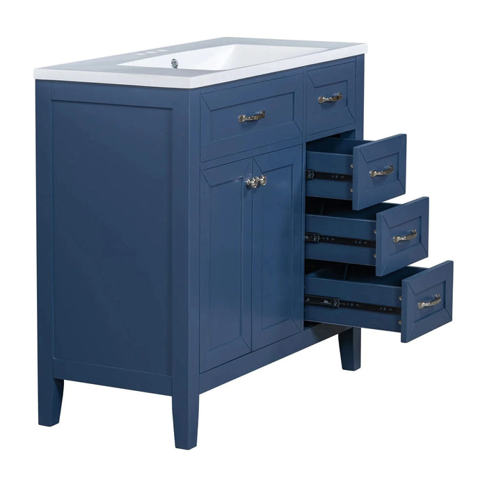 36' Bathroom Vanity with Sink Combo, Blue Bathroom Cabinet with Drawers, Solid Frame and MDF Board (Old Sku:JL000007AAC) Default -DTYStore