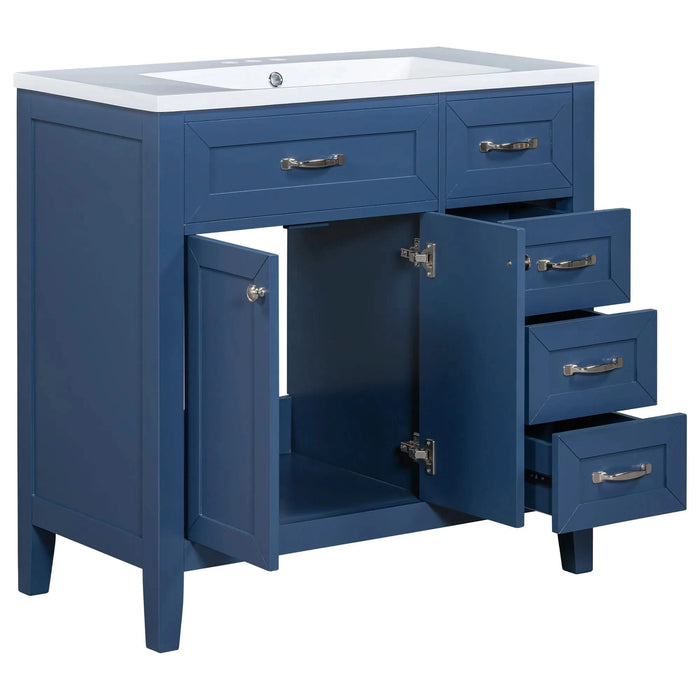 36' Bathroom Vanity with Sink Combo, Blue Bathroom Cabinet with Drawers, Solid Frame and MDF Board (Old Sku:JL000007AAC) Default -DTYStore