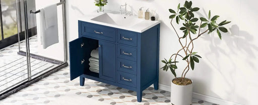 36' Bathroom Vanity with Sink Combo, Blue Bathroom Cabinet with Drawers, Solid Frame and MDF Board (Old Sku:JL000007AAC) Default -DTYStore