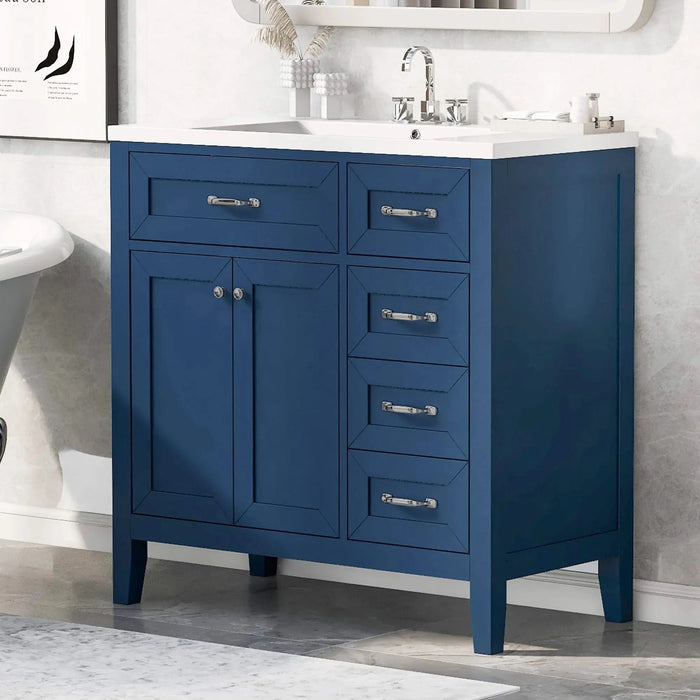 36' Bathroom Vanity with Sink Combo, Blue Bathroom Cabinet with Drawers, Solid Frame and MDF Board (Old Sku:JL000007AAC) Default -DTYStore