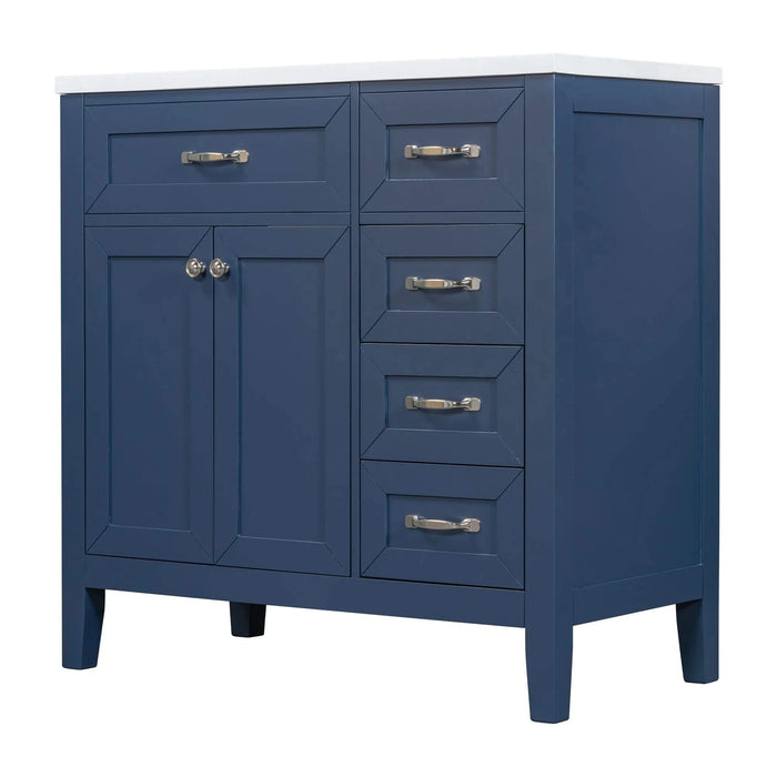 36' Bathroom Vanity with Sink Combo, Blue Bathroom Cabinet with Drawers, Solid Frame and MDF Board (Old Sku:JL000007AAC) Default -DTYStore