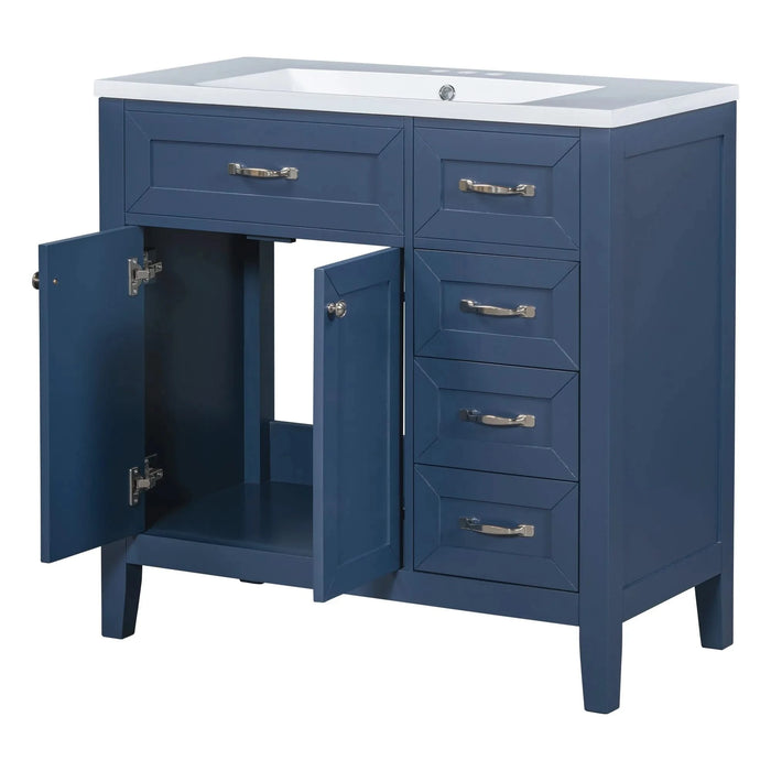 36' Bathroom Vanity with Sink Combo, Blue Bathroom Cabinet with Drawers, Solid Frame and MDF Board (Old Sku:JL000007AAC) Default -DTYStore