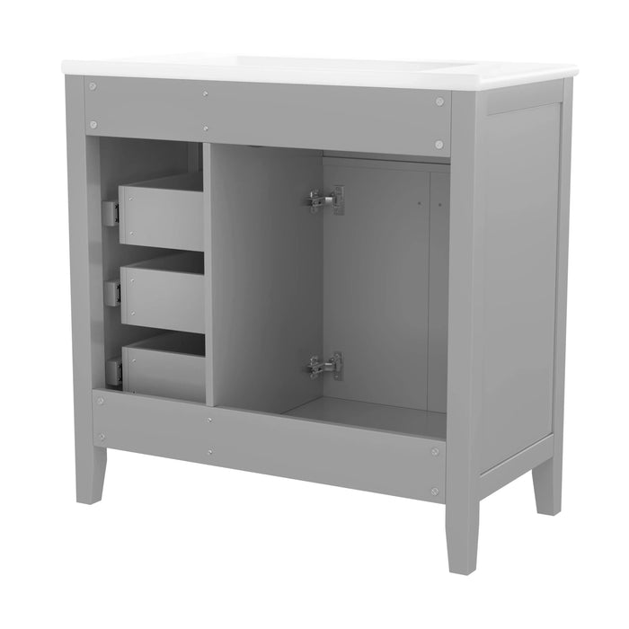 36' Bathroom Vanity with Sink Combo, Gray Bathroom Cabinet with Drawers, Solid Frame and MDF Board (Old Sku:JL000007AAE) Default -DTYStore