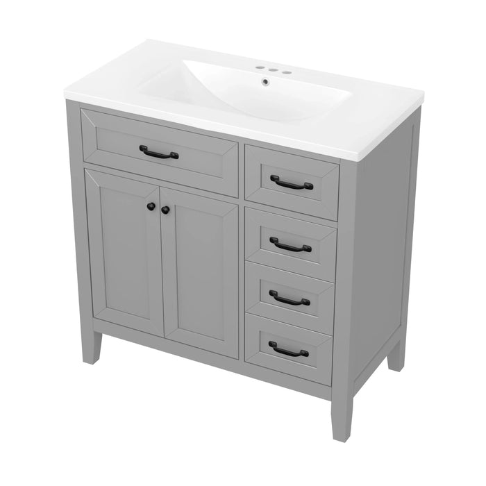 36' Bathroom Vanity with Sink Combo, Gray Bathroom Cabinet with Drawers, Solid Frame and MDF Board (Old Sku:JL000007AAE) Default -DTYStore