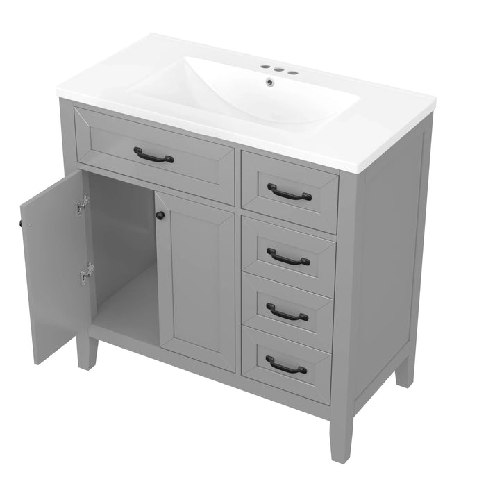 36' Bathroom Vanity with Sink Combo, Gray Bathroom Cabinet with Drawers, Solid Frame and MDF Board (Old Sku:JL000007AAE) Default -DTYStore