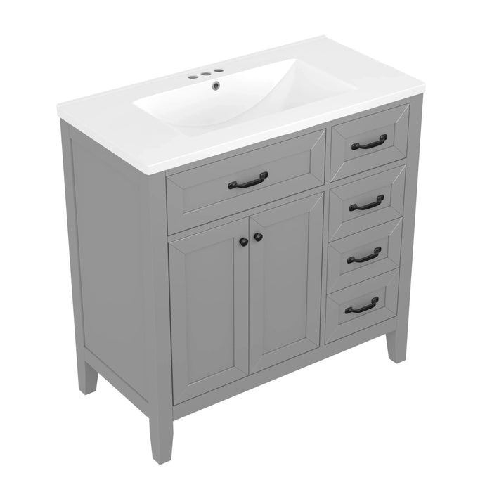 36' Bathroom Vanity with Sink Combo, Gray Bathroom Cabinet with Drawers, Solid Frame and MDF Board (Old Sku:JL000007AAE) Default -DTYStore