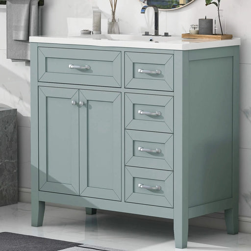 36' Bathroom Vanity with Sink Combo, Green Bathroom Cabinet with Drawers, Solid Frame and MDF Board (Old Sku:JL000007AAG) Default -DTYStore