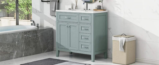 36' Bathroom Vanity with Sink Combo, Green Bathroom Cabinet with Drawers, Solid Frame and MDF Board (Old Sku:JL000007AAG) Default -DTYStore