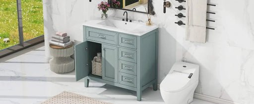 36' Bathroom Vanity with Sink Combo, Green Bathroom Cabinet with Drawers, Solid Frame and MDF Board (Old Sku:JL000007AAG) Default -DTYStore