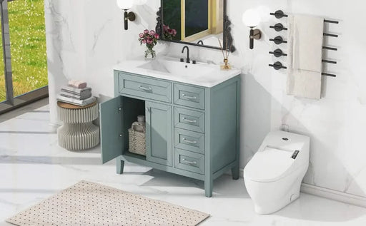 36' Bathroom Vanity with Sink Combo, Green Bathroom Cabinet with Drawers, Solid Frame and MDF Board (Old Sku:JL000007AAG) Default -DTYStore