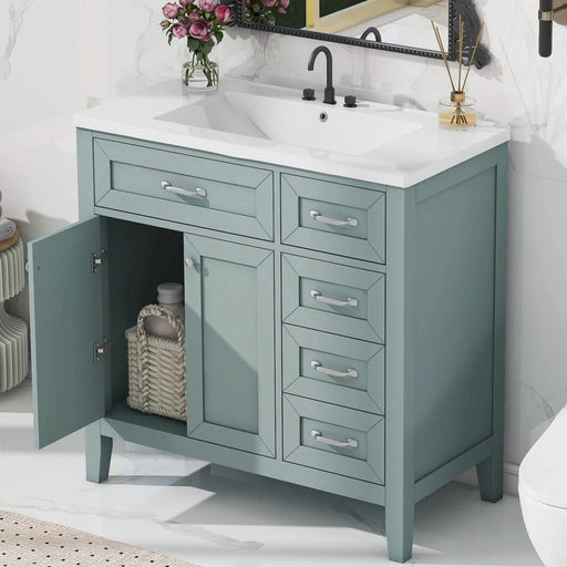 36' Bathroom Vanity with Sink Combo, Green Bathroom Cabinet with Drawers, Solid Frame and MDF Board (Old Sku:JL000007AAG) Default -DTYStore