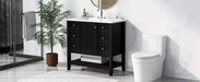 36' Bathroom Vanity with Sink Combo, One Cabinet and Three Drawers, Solid Wood and MDF Board, Black (Old Sku:SY999505AAB) Default -DTYStore