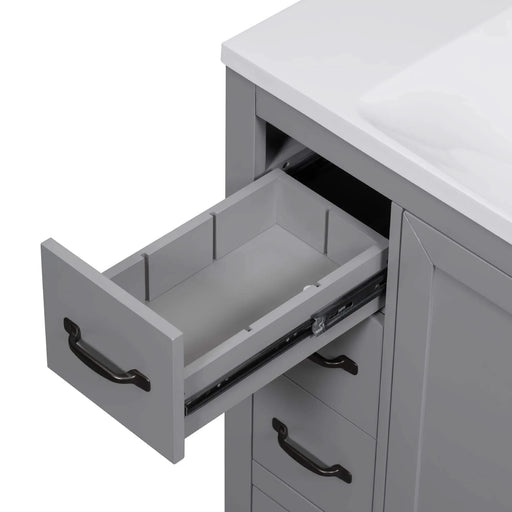 36' Bathroom Vanity with Sink Combo, Six Drawers, Multi-Functional Drawer Divider, Adjustable Shelf, Grey (Old Sku:SY999808AAE) Default -DTYStore