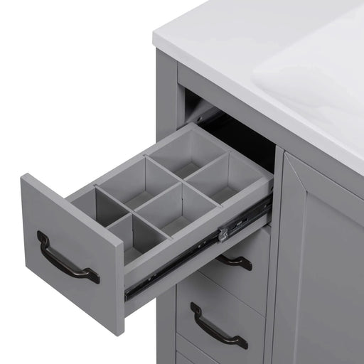 36' Bathroom Vanity with Sink Combo, Six Drawers, Multi-Functional Drawer Divider, Adjustable Shelf, Grey (Old Sku:SY999808AAE) Default -DTYStore
