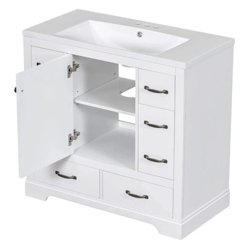 36' Bathroom Vanity with Sink Combo, Six Drawers, Multi-Functional Drawer Divider, Adjustable Shelf, White (Old Sku:SY999808AAK) Default -DTYStore