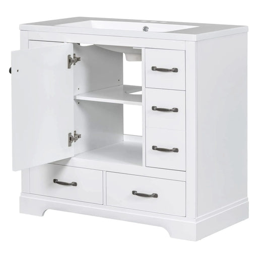 36' Bathroom Vanity with Sink Combo, Six Drawers, Multi-Functional Drawer Divider, Adjustable Shelf, White (Old Sku:SY999808AAK) Default -DTYStore