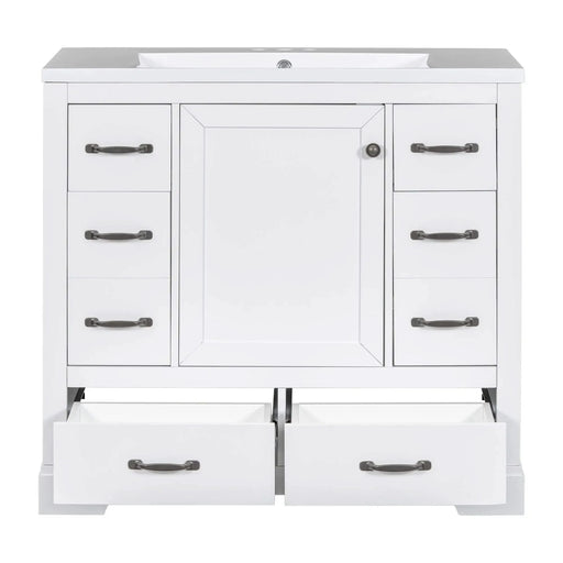 36' Bathroom Vanity with Sink Combo, Six Drawers, Multi-Functional Drawer Divider, Adjustable Shelf, White (Old Sku:SY999808AAK) Default -DTYStore