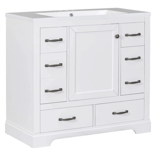 36' Bathroom Vanity with Sink Combo, Six Drawers, Multi-Functional Drawer Divider, Adjustable Shelf, White (Old Sku:SY999808AAK) Default -DTYStore