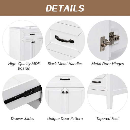 36' Bathroom Vanity with Sink Combo, White Bathroom Cabinet with Drawers, Solid Frame and MDF Board (Old Sku:JL000007AAK) Default -DTYStore
