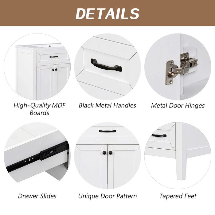 36' Bathroom Vanity with Sink Combo, White Bathroom Cabinet with Drawers, Solid Frame and MDF Board (Old Sku:JL000007AAK) Default -DTYStore