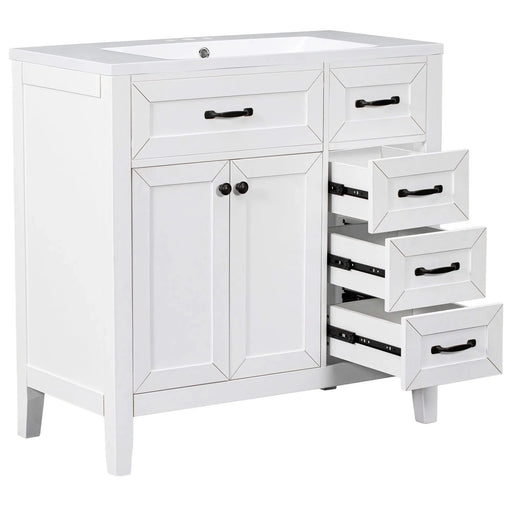 36' Bathroom Vanity with Sink Combo, White Bathroom Cabinet with Drawers, Solid Frame and MDF Board (Old Sku:JL000007AAK) Default -DTYStore