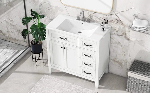 36' Bathroom Vanity with Sink Combo, White Bathroom Cabinet with Drawers, Solid Frame and MDF Board (Old Sku:JL000007AAK) Default -DTYStore