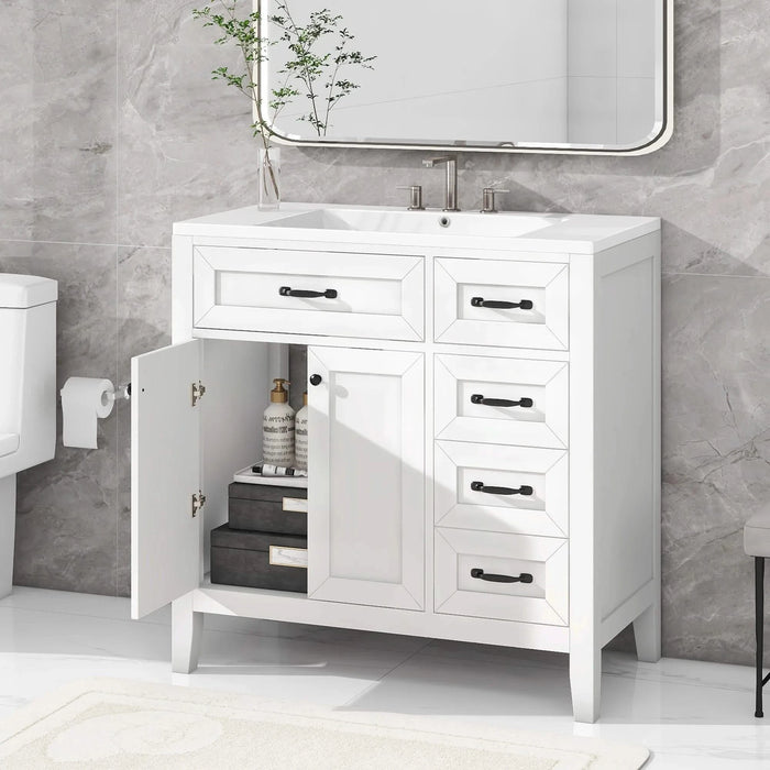 36' Bathroom Vanity with Sink Combo, White Bathroom Cabinet with Drawers, Solid Frame and MDF Board (Old Sku:JL000007AAK) Default -DTYStore