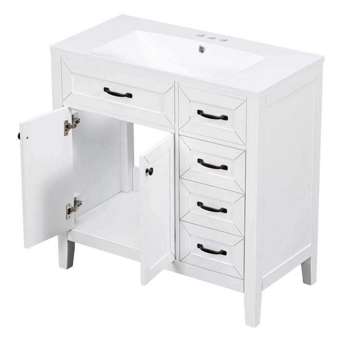 36' Bathroom Vanity with Sink Combo, White Bathroom Cabinet with Drawers, Solid Frame and MDF Board (Old Sku:JL000007AAK) Default -DTYStore