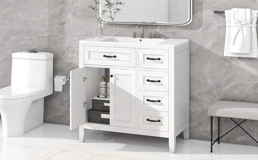 36' Bathroom Vanity with Sink Combo, White Bathroom Cabinet with Drawers, Solid Frame and MDF Board (Old Sku:JL000007AAK) Default -DTYStore