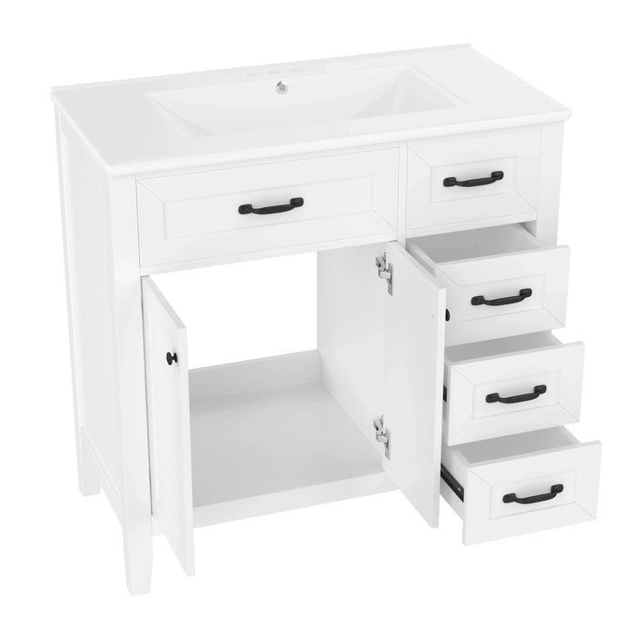 36' Bathroom Vanity with Sink Combo, White Bathroom Cabinet with Drawers, Solid Frame and MDF Board (Old Sku:JL000007AAK) Default -DTYStore