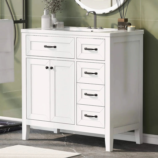 36' Bathroom Vanity with Sink Combo, White Bathroom Cabinet with Drawers, Solid Frame and MDF Board (Old Sku:JL000007AAK) Default -DTYStore