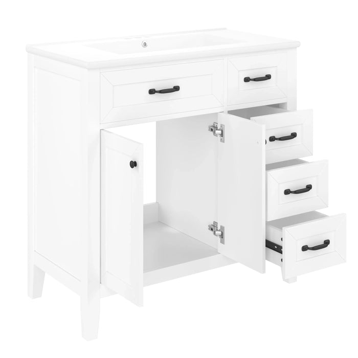 36' Bathroom Vanity with Sink Combo, White Bathroom Cabinet with Drawers, Solid Frame and MDF Board (Old Sku:JL000007AAK) Default -DTYStore