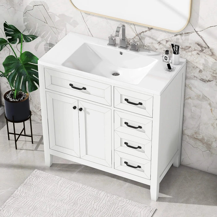 36' Bathroom Vanity with Sink Combo, White Bathroom Cabinet with Drawers, Solid Frame and MDF Board (Old Sku:JL000007AAK) Default -DTYStore