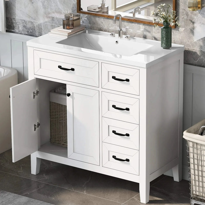 36' Bathroom Vanity with Sink Combo, White Bathroom Cabinet with Drawers, Solid Frame and MDF Board (Old Sku:JL000007AAK) Default -DTYStore