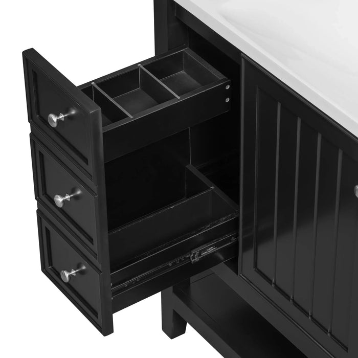 36' Bathroom Vanity with Sink, One Cabinet and Three Drawers, Solid Wood and MDF Board, Black (Old Sku:SY999505AAB-6) Default -DTYStore