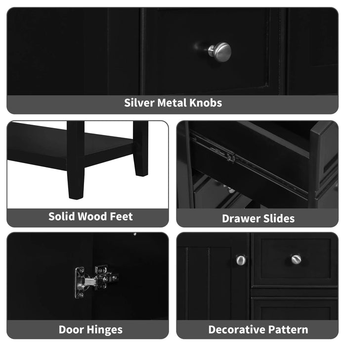 36' Bathroom Vanity with Sink, One Cabinet and Three Drawers, Solid Wood and MDF Board, Black (Old Sku:SY999505AAB-6) Default -DTYStore
