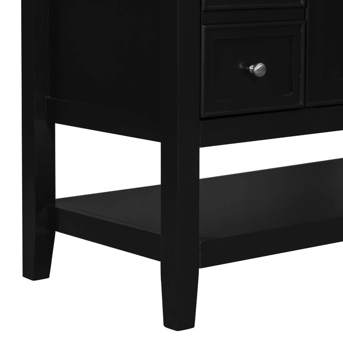 36' Bathroom Vanity with Sink, One Cabinet and Three Drawers, Solid Wood and MDF Board, Black (Old Sku:SY999505AAB-6) Default -DTYStore