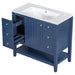 36' Bathroom Vanity with Sink, One Cabinet and Three Drawers, Solid Wood and MDF Board, Blue (Old Sku:SY999505AAC-6) Default -DTYStore