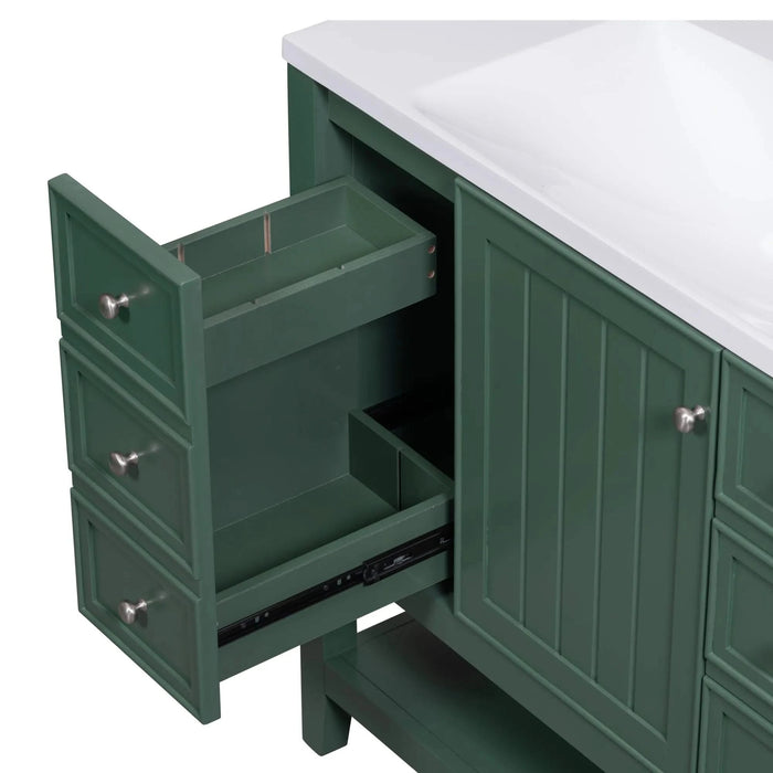 36' Bathroom Vanity with Sink, One Cabinet and Three Drawers, Solid Wood and MDF Board, Green (Old Sku:SY999505AAG-6) Default -DTYStore