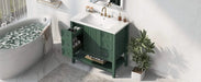 36' Bathroom Vanity with Sink, One Cabinet and Three Drawers, Solid Wood and MDF Board, Green (Old Sku:SY999505AAG-6) Default -DTYStore