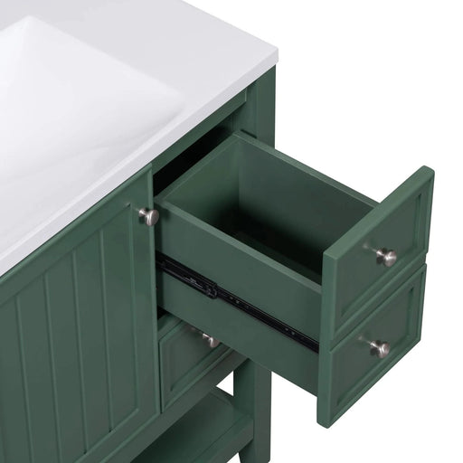 36' Bathroom Vanity with Sink, One Cabinet and Three Drawers, Solid Wood and MDF Board, Green (Old Sku:SY999505AAG-6) Default -DTYStore