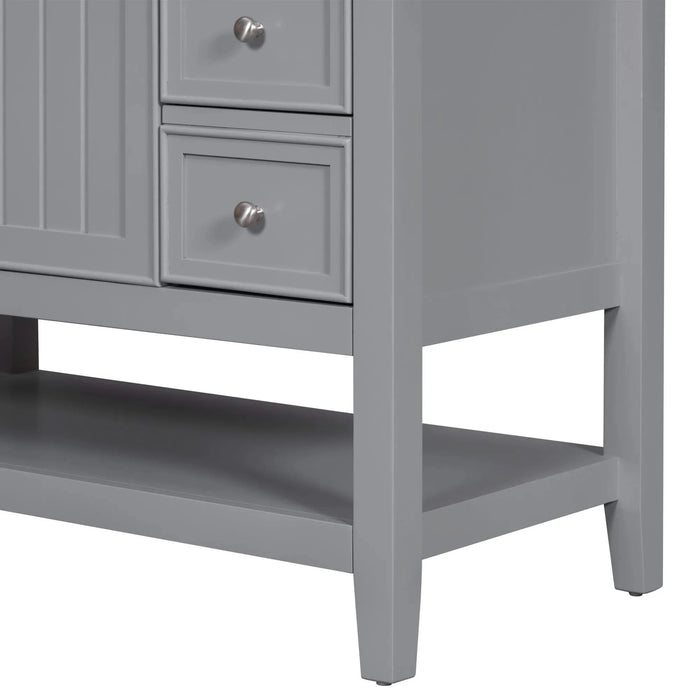 36' Bathroom Vanity with Sink, One Cabinet and Three Drawers, Solid Wood and MDF Board, Grey (Old Sku:SY999505AAE-6) Default -DTYStore