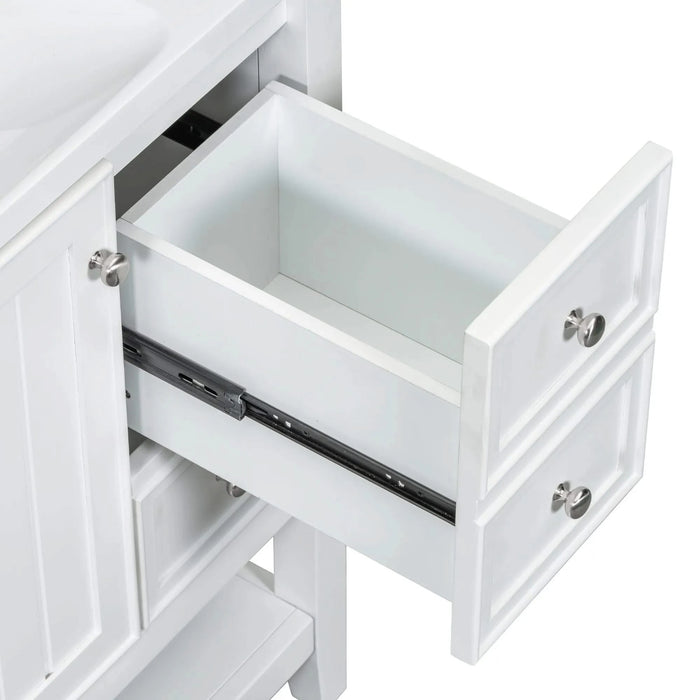 36' Bathroom Vanity with Sink, One Cabinet and Three Drawers, Solid Wood and MDF Board, White (Old Sku:SY999505AAK-6) Default -DTYStore
