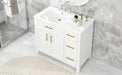 36' Bathroom Vanity with Sink Top, Bathroom Vanity Cabinet with Two Doors and Three Drawers, Solid Wood , MDF Boards ,One Package, White (Old Sku:WF319757AAK) Default -DTYStore