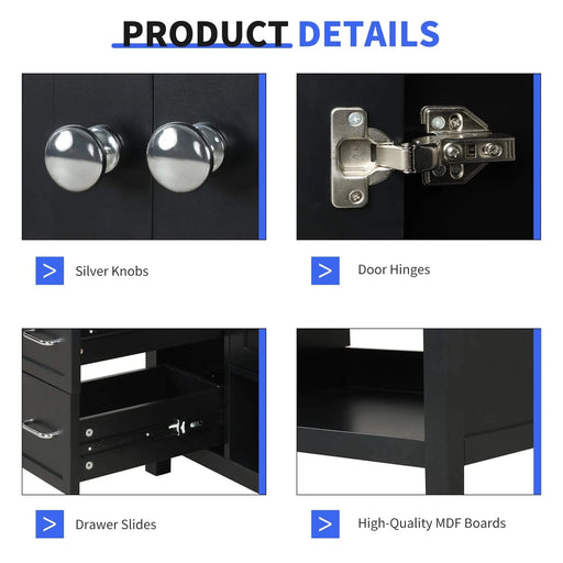 36' Bathroom Vanity with Sink Top, Bathroom Vanity Cabinet with Two Doors and Two Drawers, Solid Wood, Open shelf, MDF Boards, One Package, Black Default -DTYStore