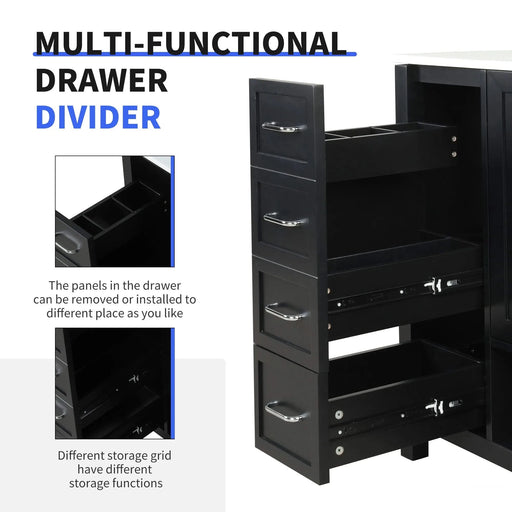 36' Bathroom Vanity with Sink Top, Bathroom Vanity Cabinet with Two Doors and Two Drawers, Solid Wood, Open shelf, MDF Boards, One Package, Black Default -DTYStore