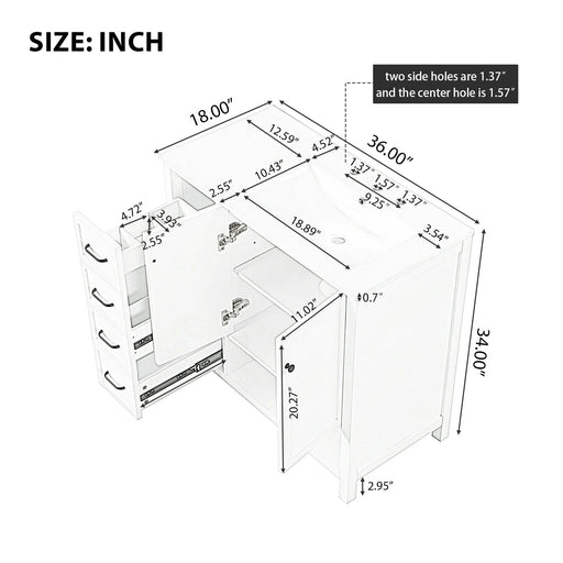 36' Bathroom Vanity with Sink Top, Bathroom Vanity Cabinet with Two Doors and Two Drawers, Solid Wood, Open shelf, MDF Boards, One Package, Black Default -DTYStore